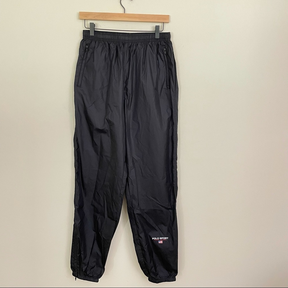 POLO SPORT RALPH LAUREN vintage 90s Y2k nylon track pants joggers black large